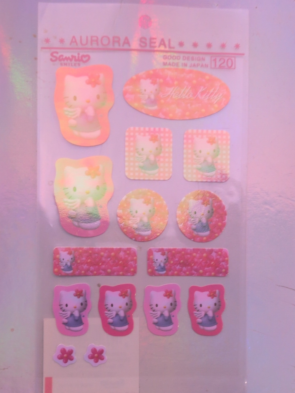 Sanrio Hello Kitty Pink Iridescent Aurora Sticker Sheet